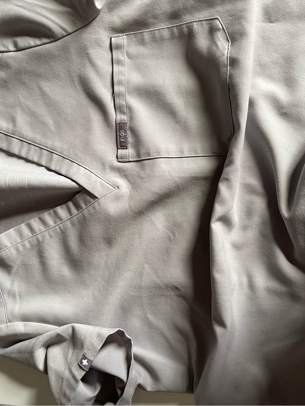 Figs V-Neck Scrub Top in Light Taupe